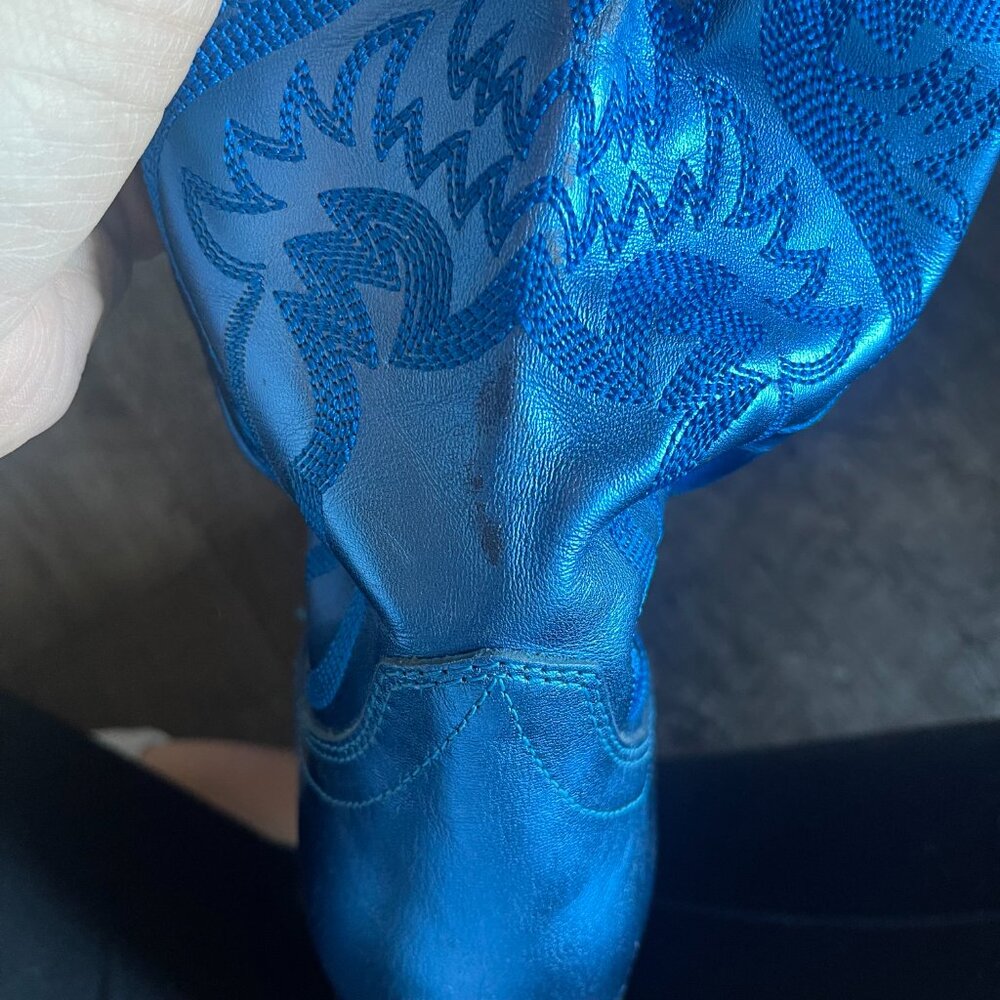 Jeffrey Campbell Dagget Western Boots Blue Leather Womens Size 7.5 - Picture 5 of 6